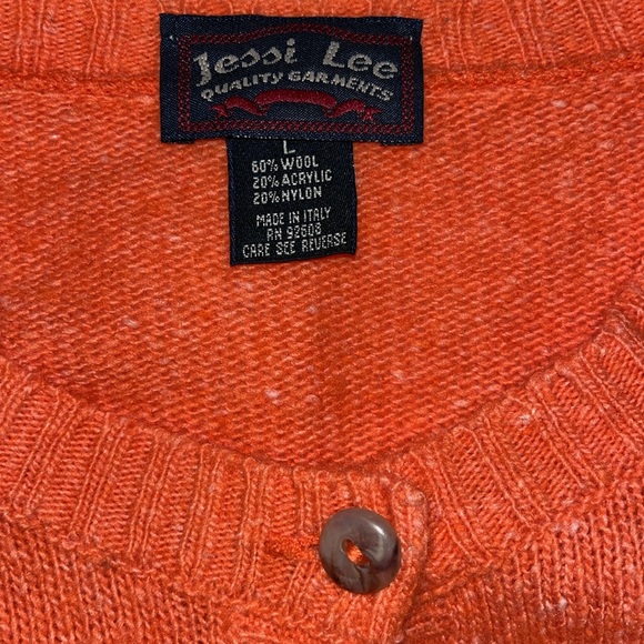 Jessi Lee quality garments. Orange speckle. 50%, wool 20% acrylic 20% nylon.. L - Picture 6 of 7